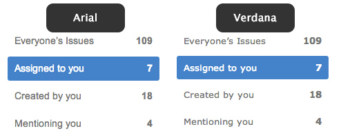 Verdana vs. Arial on GitHub